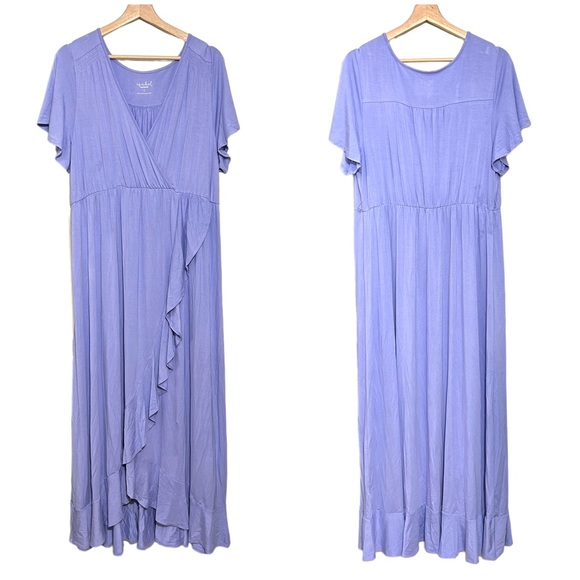 NWOT Isabel by Ingrid+Isabel Midi/Maxi Lilac Maternity Dress Ruffles Sz L - Picture 4 of 12
